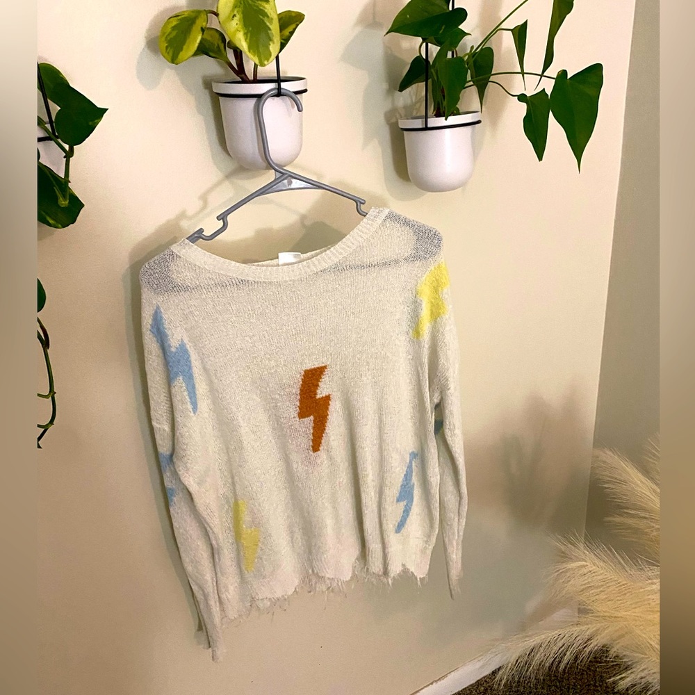 Main Strip Lighting Bolt Sweater. Size M/L.